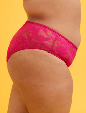 Foliage Mid-Rise Brief - Hibiscus, Nylon/Spandex - Thirdlove,modelMM