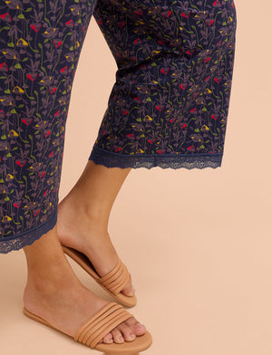 WonderKnit™ Cropped Pant - In Bloom Indigo - Cotton/Modal/Spandex -Thirdlove