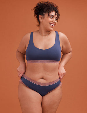 WonderKnit™ V-neck Bralette - Twilight Indigo - Cotton/Modal/Spandex -Thirdlove