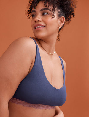 WonderKnit™ V-neck Bralette - Twilight Indigo - Cotton/Modal/Spandex -Thirdlove