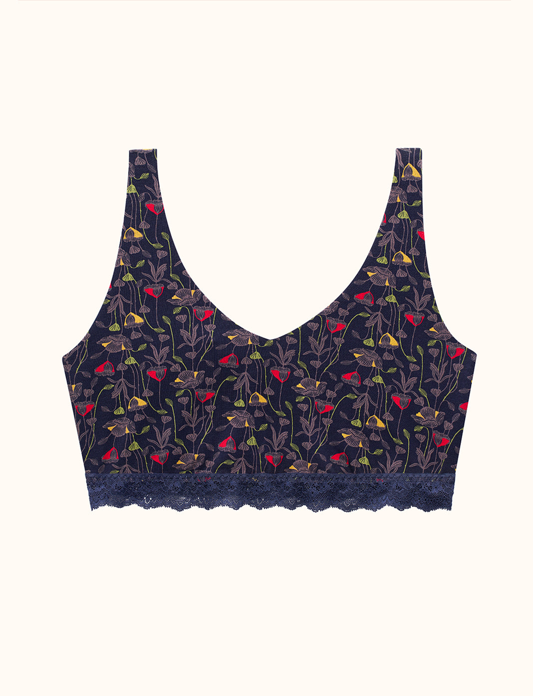 WonderKnit™ V-neck Bralette - Bloom Indigo - Cotton/Modal/Spandex -Thirdlove