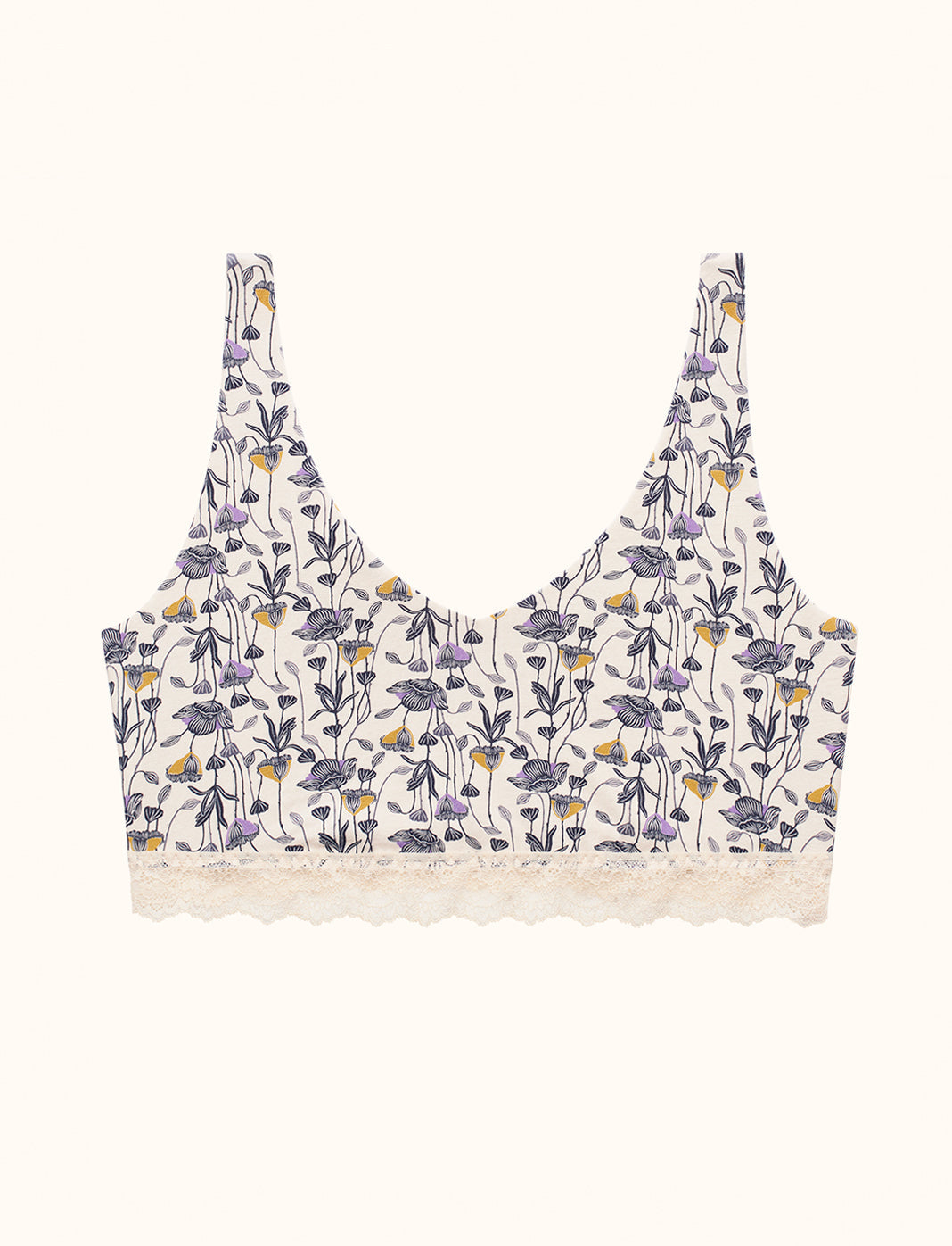 WonderKnit™ V-neck Bralette - Bloom Sea Salt - Cotton/Modal/Spandex -Thirdlove