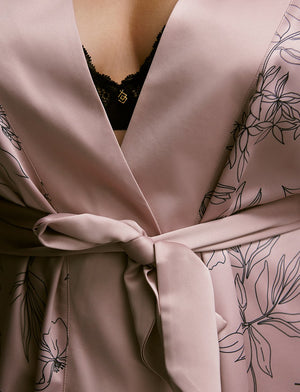 Satin Robe - Atmosphere Print - Polyester -Thirdlove