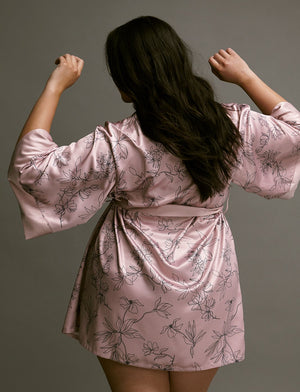Satin Robe - Atmosphere Print - Polyester -Thirdlove