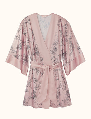 Satin Robe - Atmosphere Print - Polyester -Thirdlove