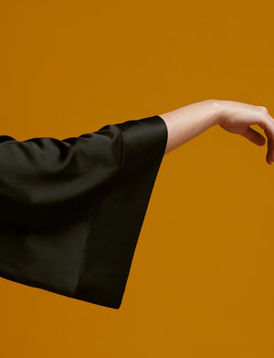 Satin Robe - Black - Polyester -Thirdlove