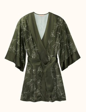 Satin Robe - Rainforest Print - Polyester -Thirdlove