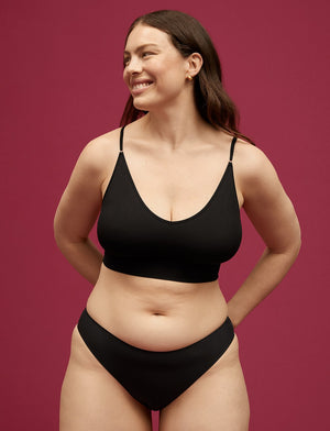 Form Seamless Midline Wireless Bra - Black - Nylon/Spandex -Thirdlove