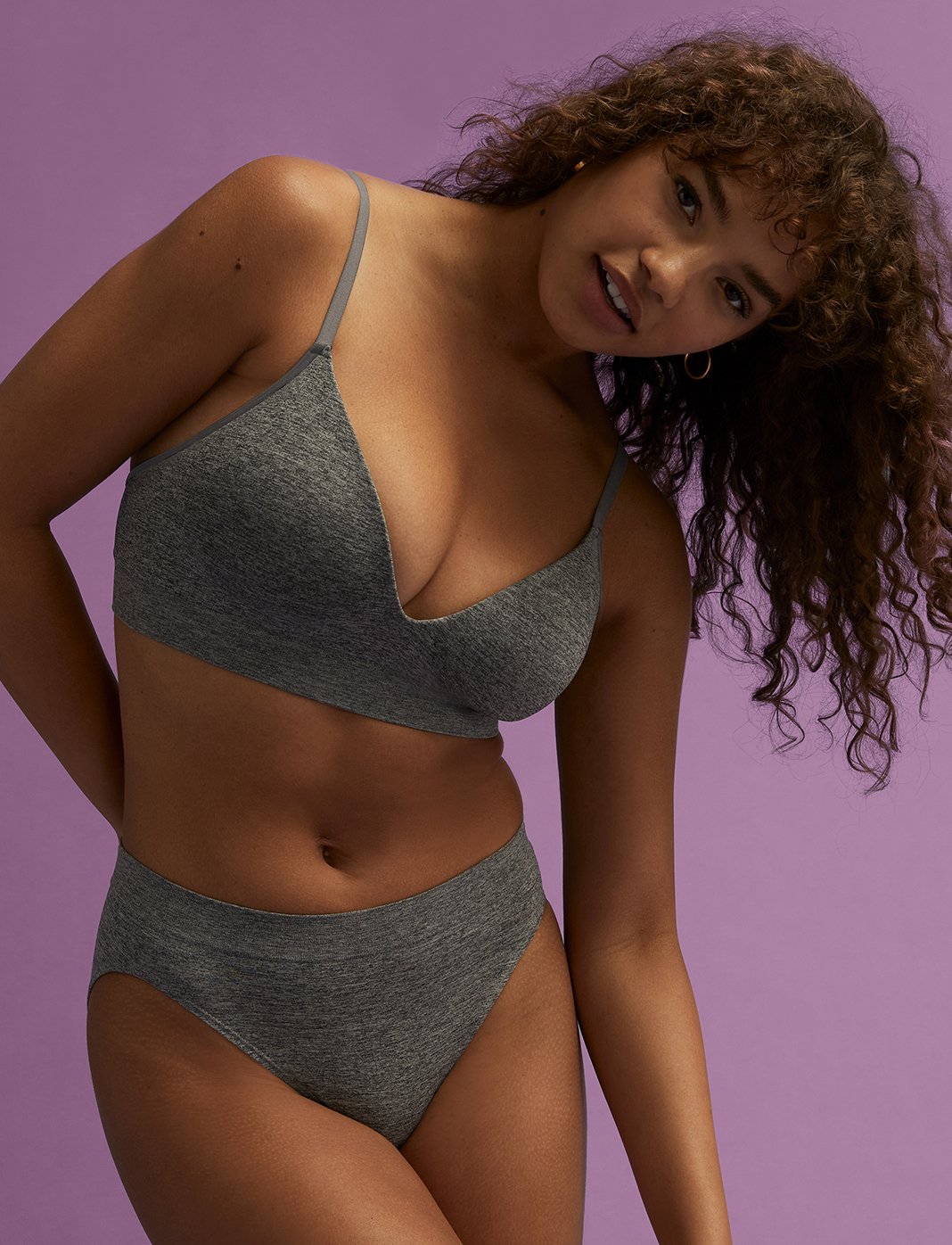 Form Seamless V-Neck Wireless Bra - Gray Heather - Nylon/Spandex -Thirdlove