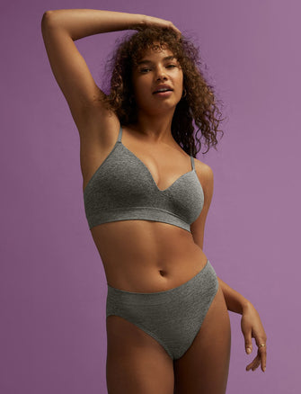 Form Seamless High-Leg Bikini - Gray Heather - Nylon/Spandex - ThirdLove,modelCC