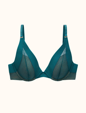 Shadow Stripe Uplift Plunge, Emerald - Thirdlove - Nylon/Spandex,modelW