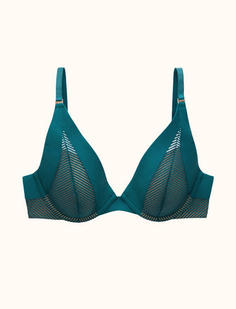 Shadow Stripe Uplift Plunge, Emerald - Thirdlove - Nylon/Spandex,modelW