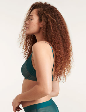 Shadow Stripe Uplift Plunge, Emerald - Thirdlove - Nylon/Spandex,modelW