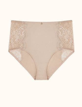Lace High Brief - Taupe - Nylon/Spandex - ThirdLove,modelUU