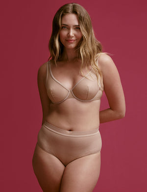 Modern Mesh High Brief - Taupe - Nylon/Spandex - ThirdLove,modelHH