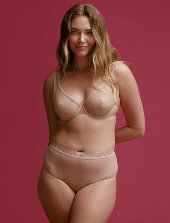 Modern Mesh High Brief - Taupe - Nylon/Spandex - ThirdLove,modelHH