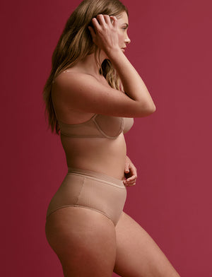Modern Mesh High Brief - Taupe - Nylon/Spandex - ThirdLove,modelHH