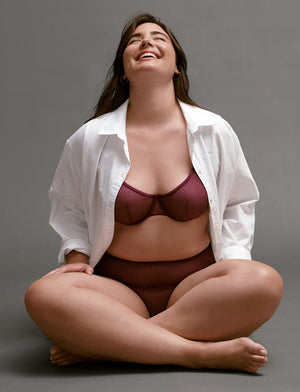 Unlined Modern Mesh Scoop Bra, Pinot/Twilight - Thirdlove - Nylon/Spandex,modelU