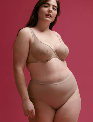 Unlined Modern Mesh Scoop Bra, Taupe - Thirdlove - Nylon/Spandex,modelU