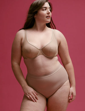 Modern Mesh High Brief - Taupe - Nylon/Spandex - ThirdLove,modelU