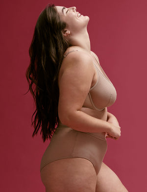 Unlined Modern Mesh Scoop Bra, Taupe - Thirdlove - Nylon/Spandex,modelU