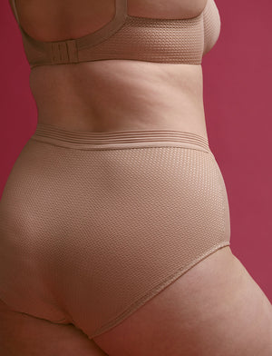 Modern Mesh High Brief - Taupe - Nylon/Spandex - ThirdLove,modelU