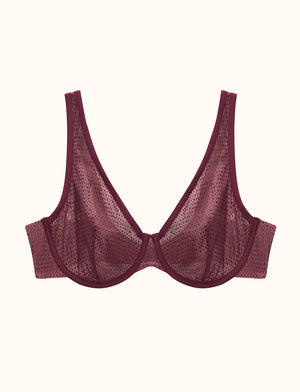 Unlined Modern Mesh Scoop Bra, Pinot/Twilight - Thirdlove - Nylon/Spandex,modelU