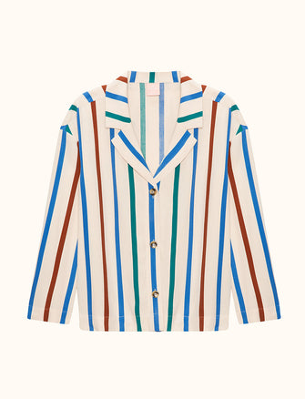 Washable Silk Long Sleeve Top - Rainbow Stripe - Silk -Thirdlove