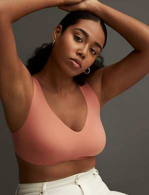 Uplift V-Neck Wireless - Coral - Nylon/Spandex -Thirdlove