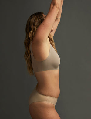 Uplift V-Neck Wireless - Light Brown - Nylon/Spandex -Thirdlove