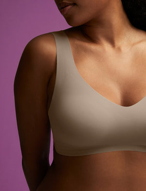 Uplift V-Neck Wireless - Light Brown - Nylon/Spandex -Thirdlove
