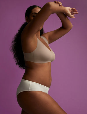 Uplift V-Neck Wireless - Light Brown - Nylon/Spandex -Thirdlove