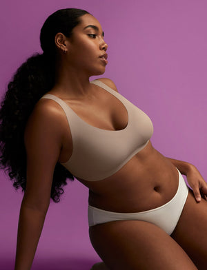 Uplift V-Neck Wireless - Light Brown - Nylon/Spandex -Thirdlove