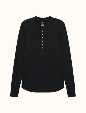 WonderKnit™ Pajama Henley - Black -  -Thirdlove