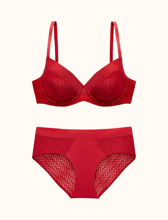 The Savvy Chevron Kit - Pepper - Chevron Built-up Demi bra, Chevron Lace Hipster -Thirdlove